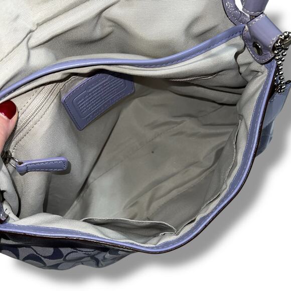 Coach Soho Y2K 1990s Pleated Leather Soufflet Bag Flap Buckle Purple F15203 - Picture 11 of 15